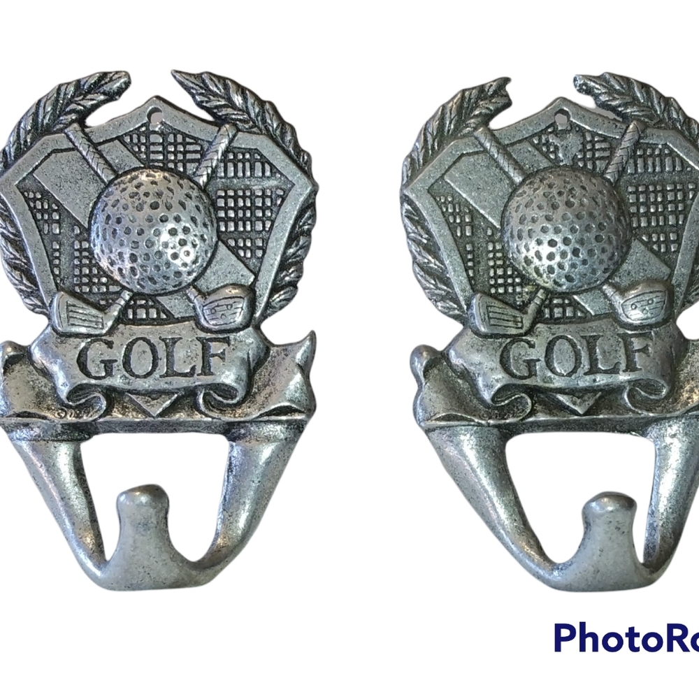 Pair of Golf emblem wall hangars.